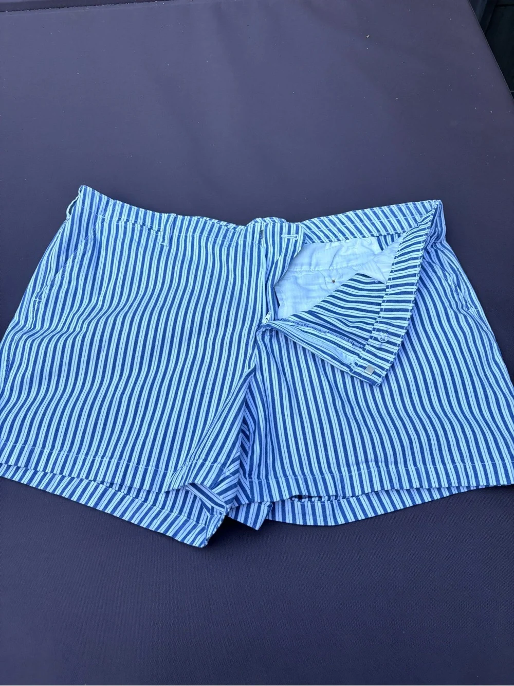 Lands' End 24w‎ plus size Blue and White Striped High Waist Women's Shorts